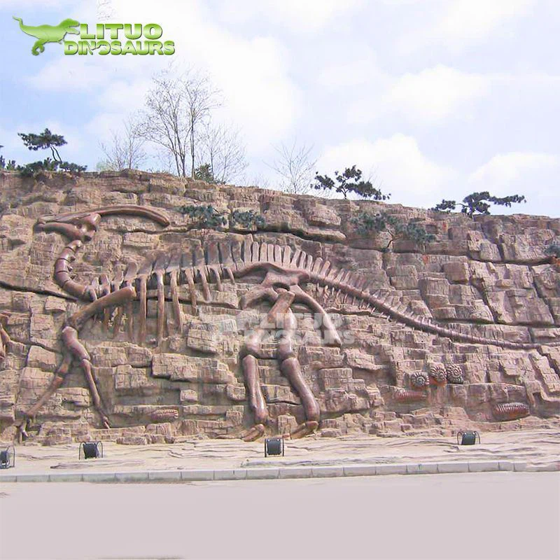 Dinoszaurusz fosszíliák domborműve